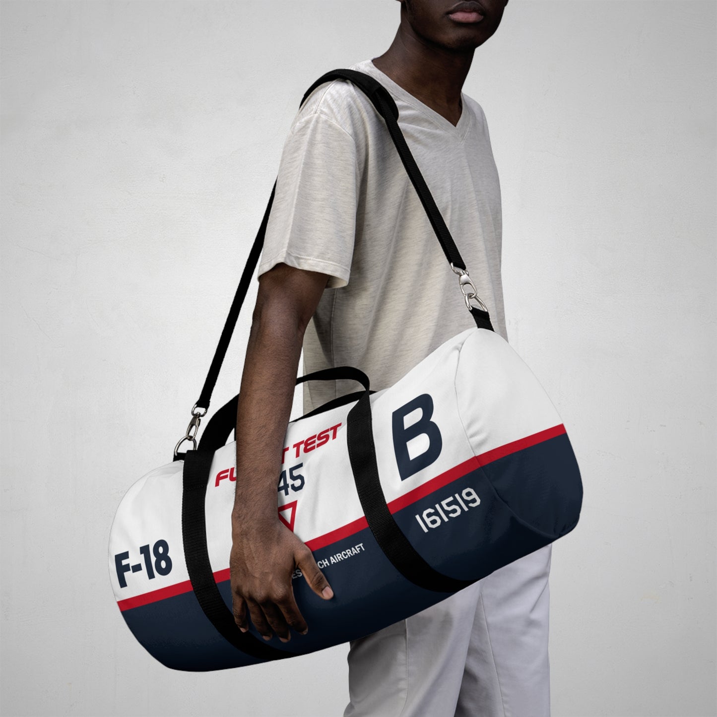 Flight Test F-18 Hornet Themed Duffel Bag for Aviation Enthusiasts