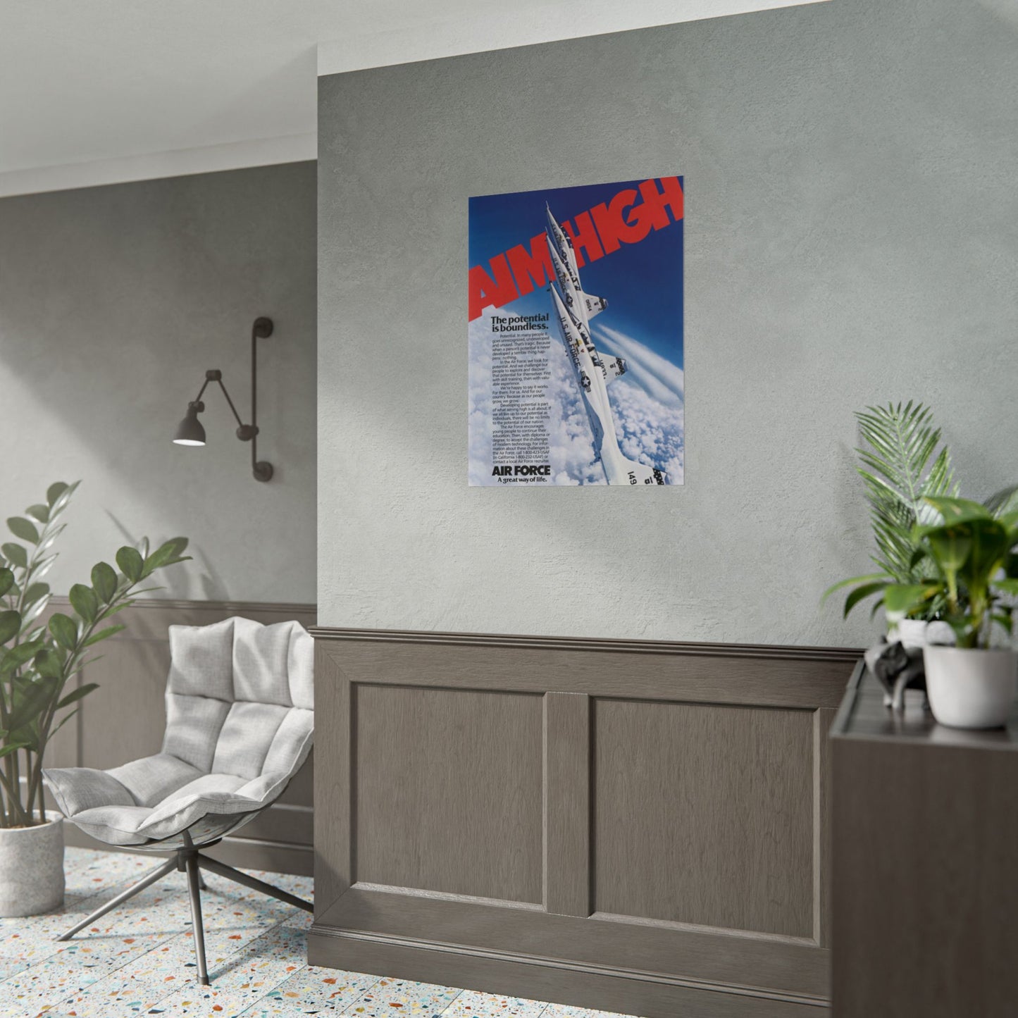 Aim High "The Potential is Boundless" Retro Style Military Aircraft Ad Poster Replica - Multiple Sizes Available!