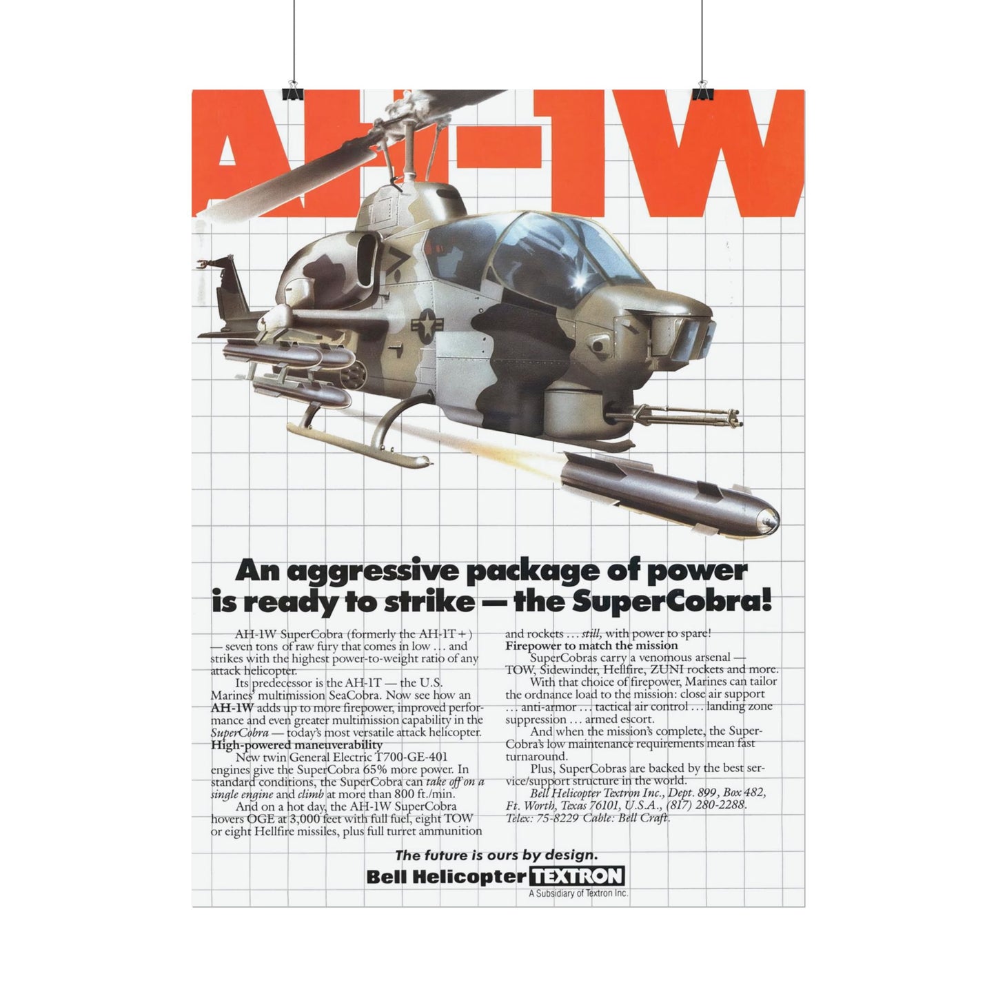 AH1W "SuperCobra" Retro Style Military Aircraft Ad Poster Replica - Multiple Sizes Available!