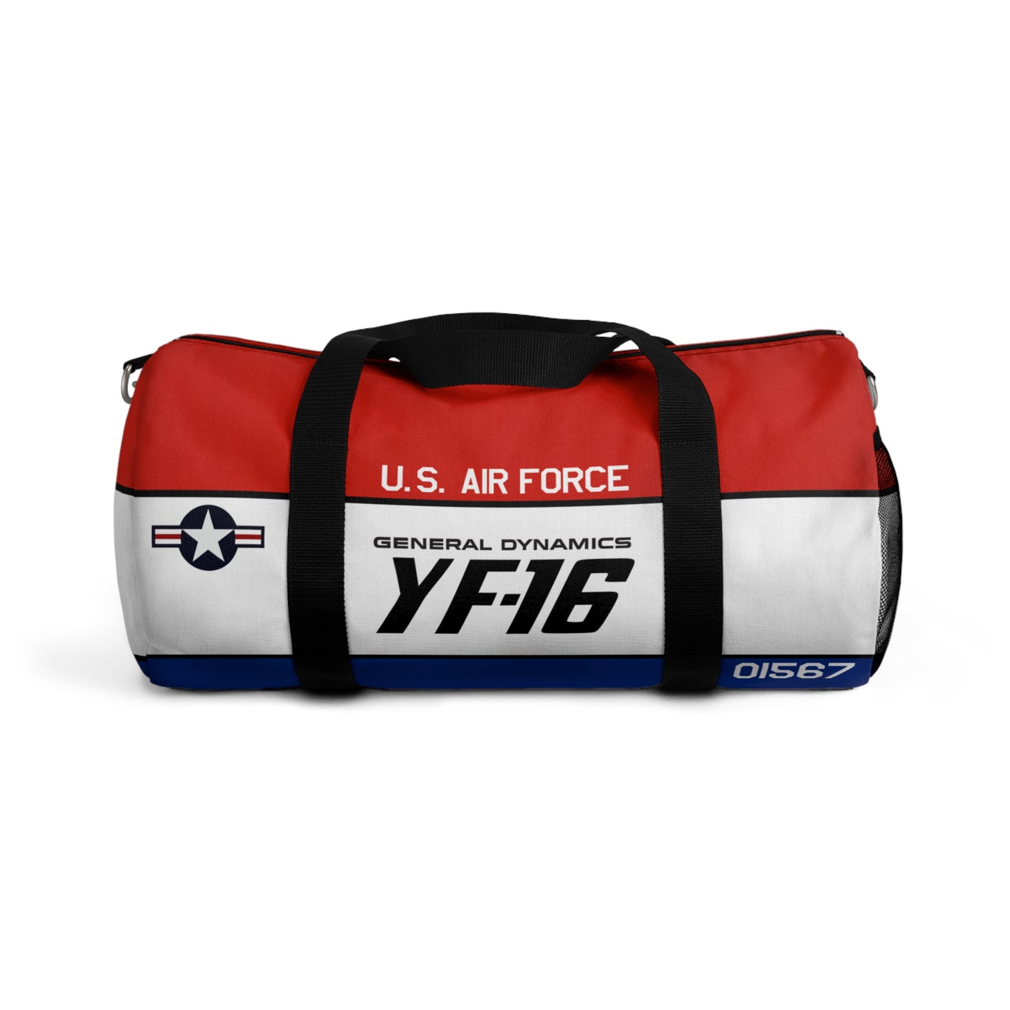 Patriotic Duffel Bag, YF-16 Fighting Falcon Gym Bag, Travel Bag for Aviation Enthusiasts