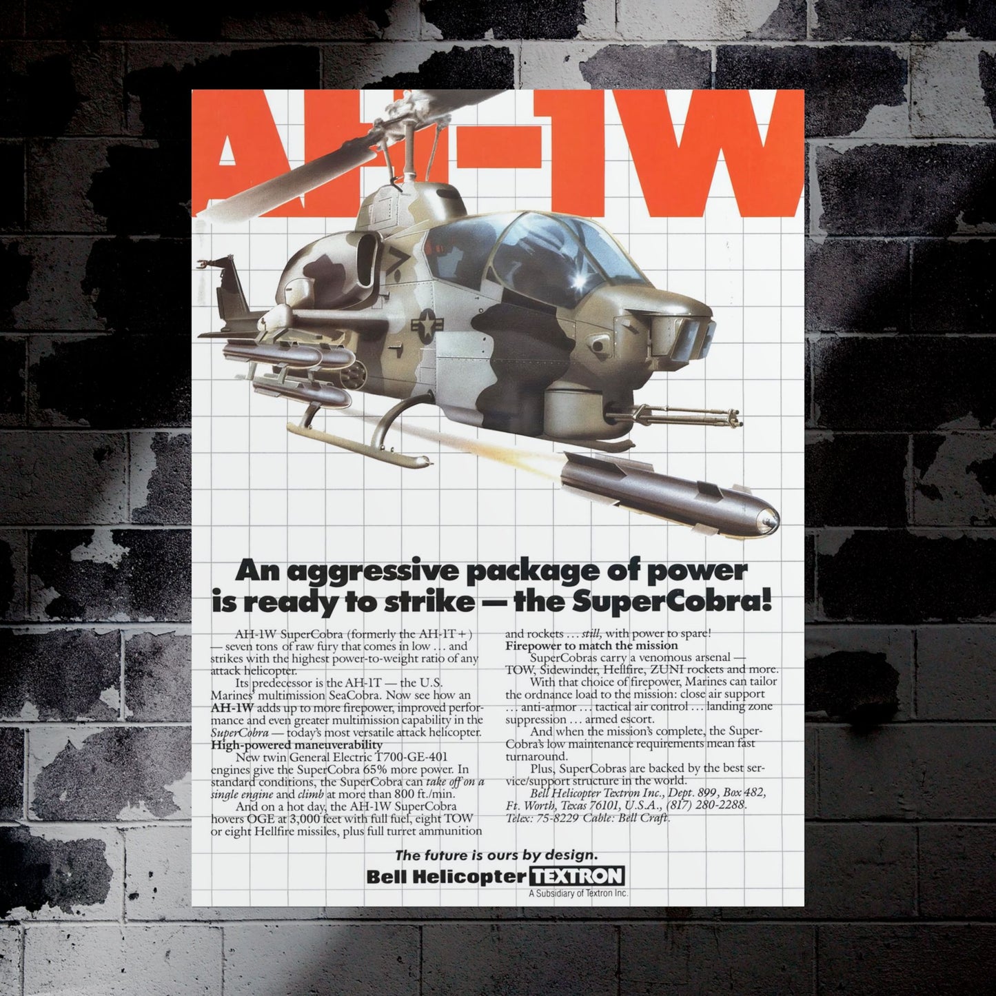 AH1W "SuperCobra" Retro Style Military Aircraft Ad Poster Replica - Multiple Sizes Available!