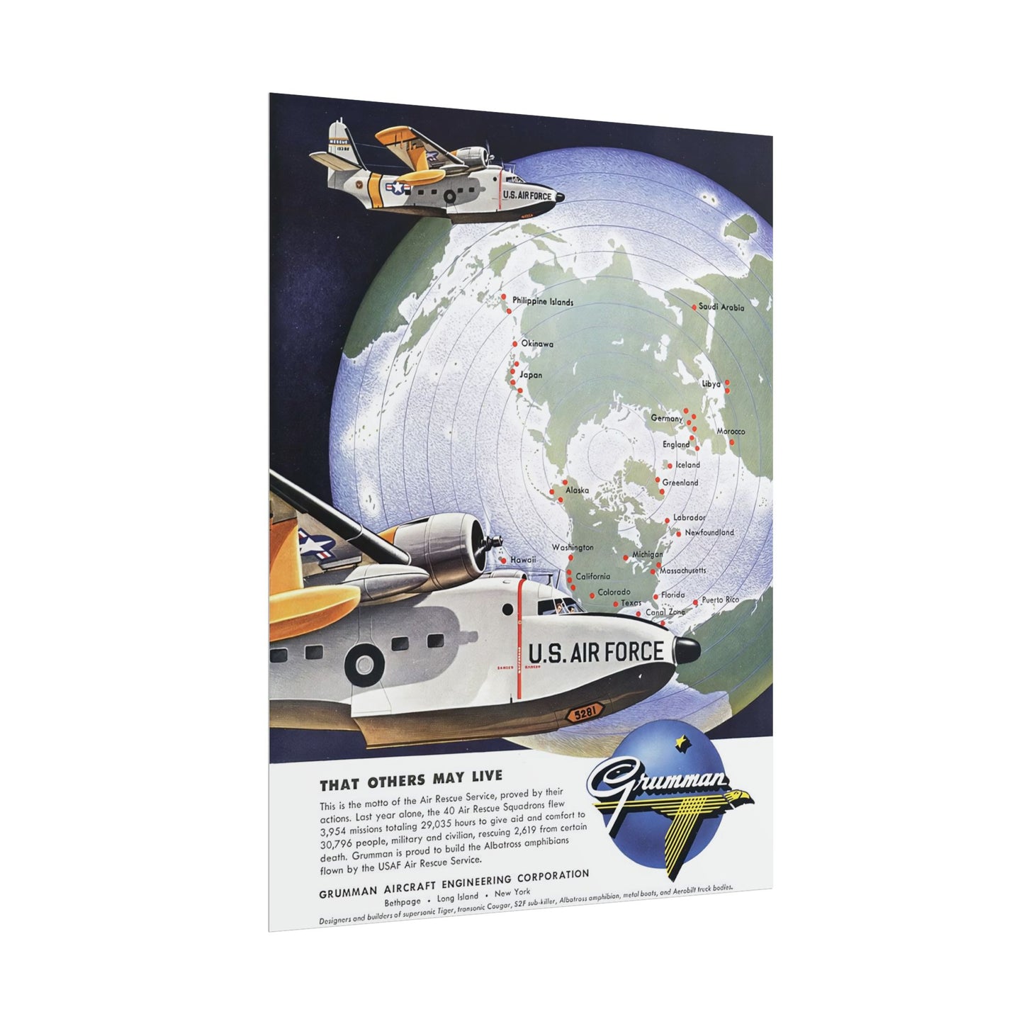 Albatross "That Others May Live" Retro Style Military Aircraft Ad Poster Replica - Multiple Sizes Available!