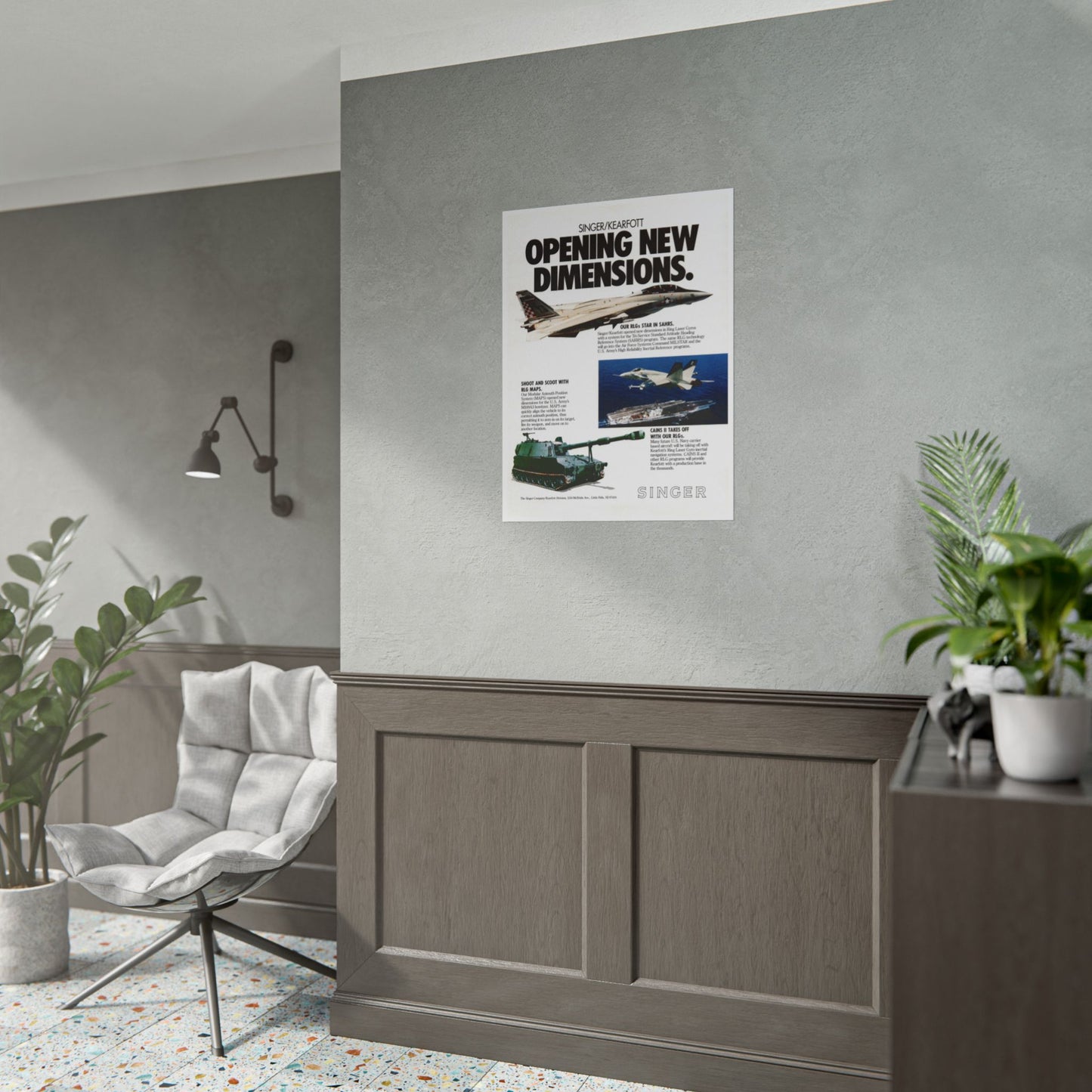 "Singer - Opening New Dimensions” Retro Style Military Missile Ad Poster Replica - Multiple Sizes Available!