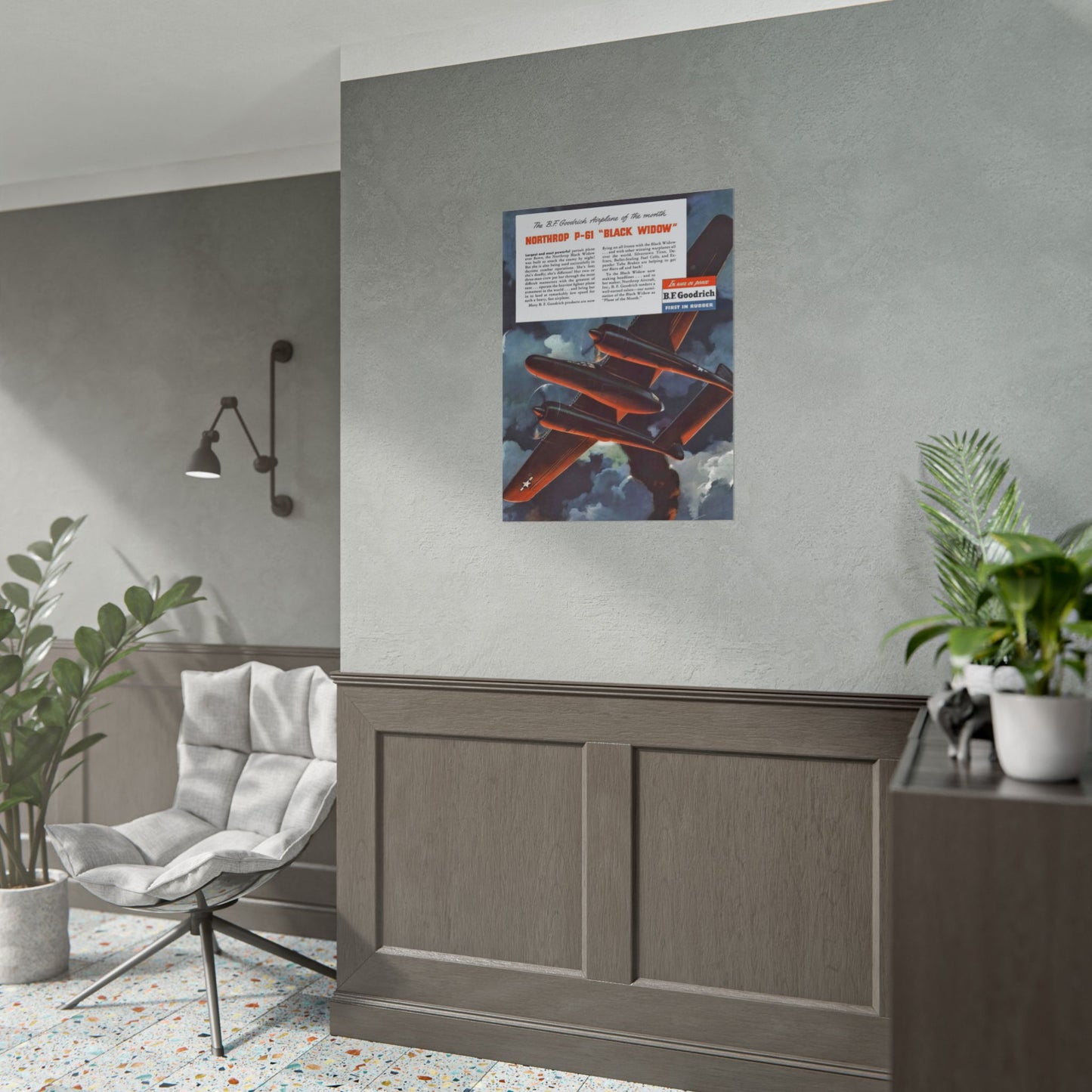 P-61 Black Widow "Aircraft of the Month" Retro Style Military Aircraft Ad Poster Replica - Multiple Sizes Available!