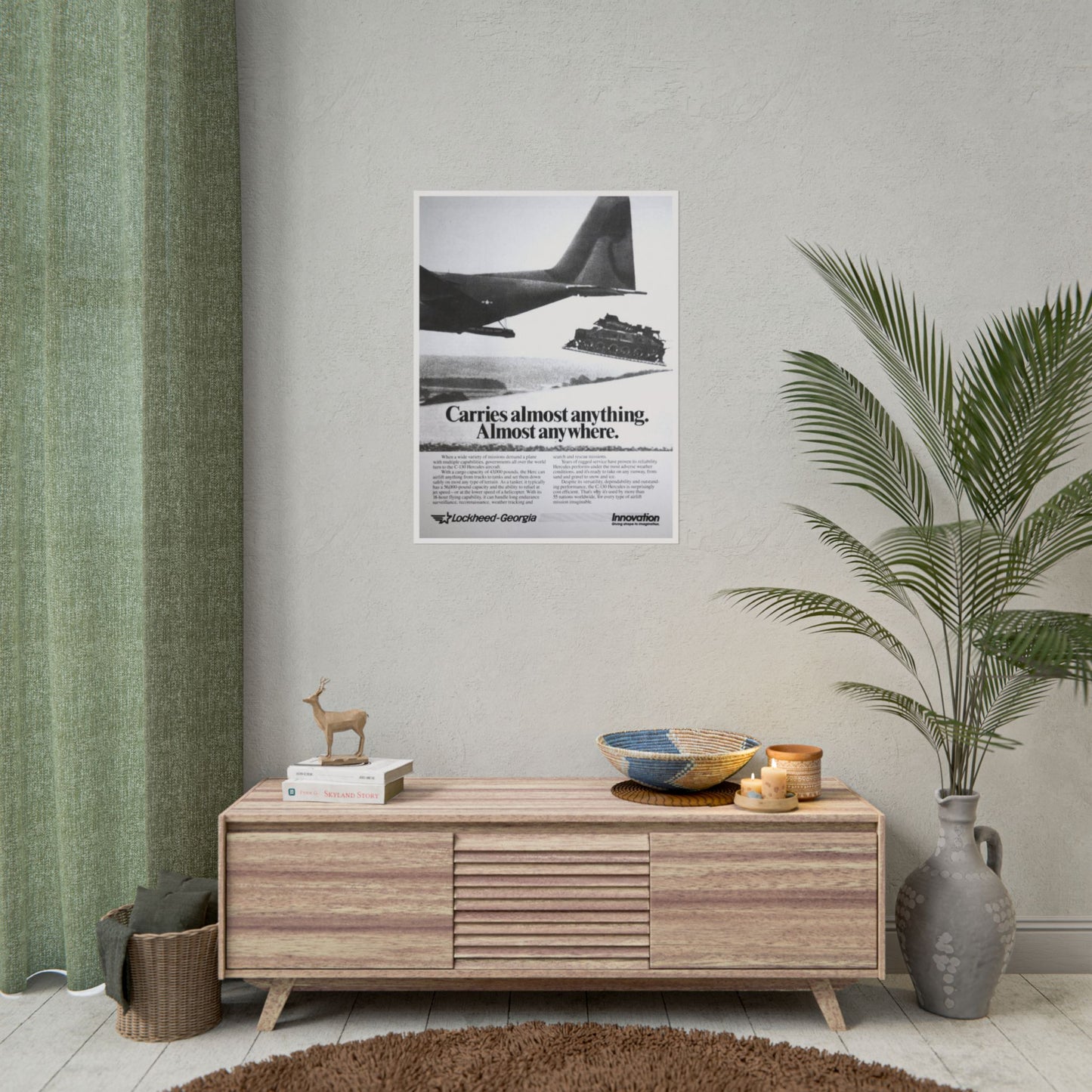"C-130 Hercules - Carries Almost Anything. Almost Anywhere” Retro Style Military Aircraft Ad Poster Replica - Multiple Sizes Available!
