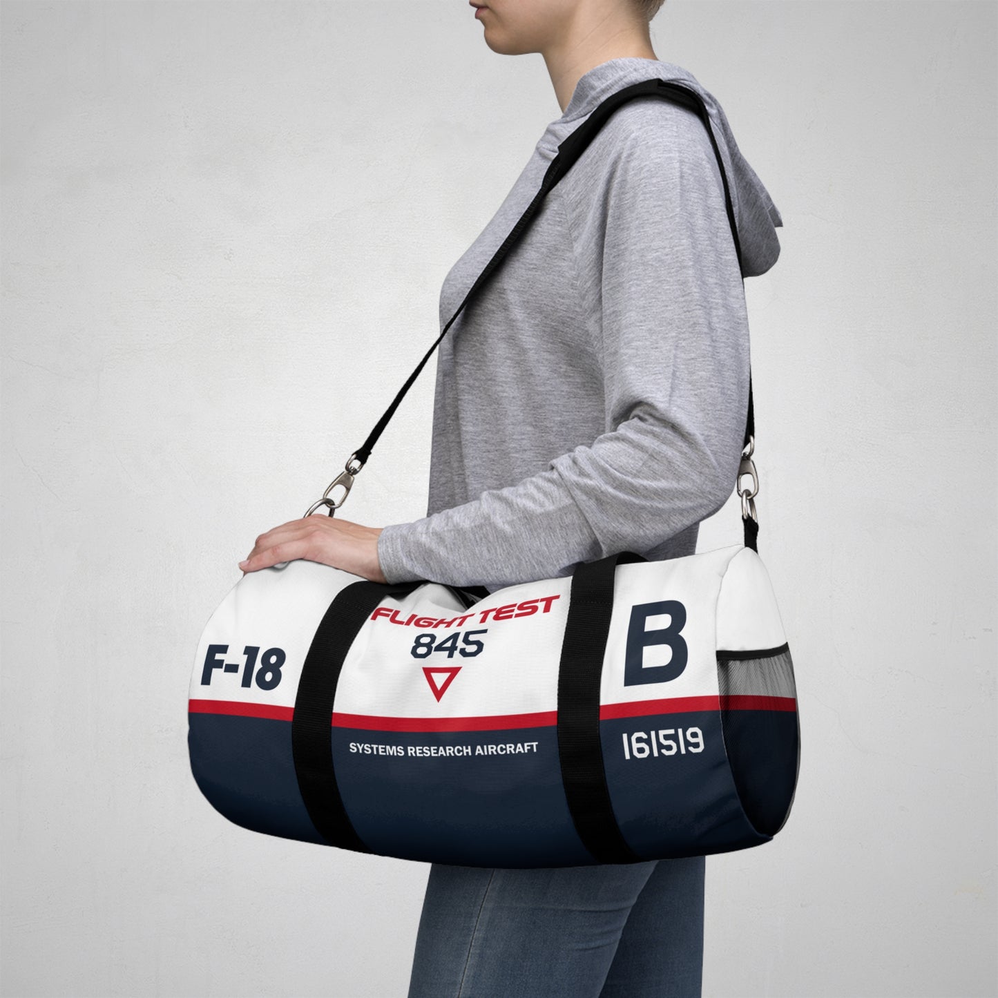 Flight Test F-18 Hornet Themed Duffel Bag for Aviation Enthusiasts