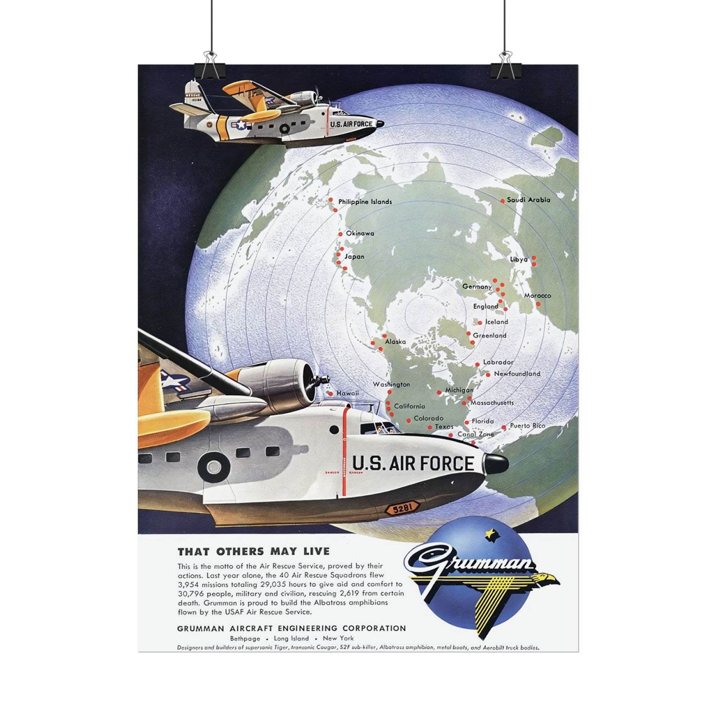 Albatross "That Others May Live" Retro Style Military Aircraft Ad Poster Replica - Multiple Sizes Available!