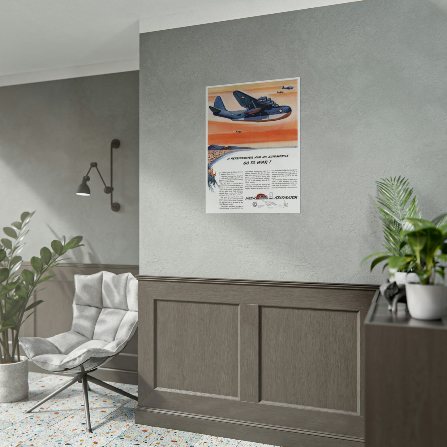 Cargo-Carrying Flying Boat - Retro Style Military Poster Replica