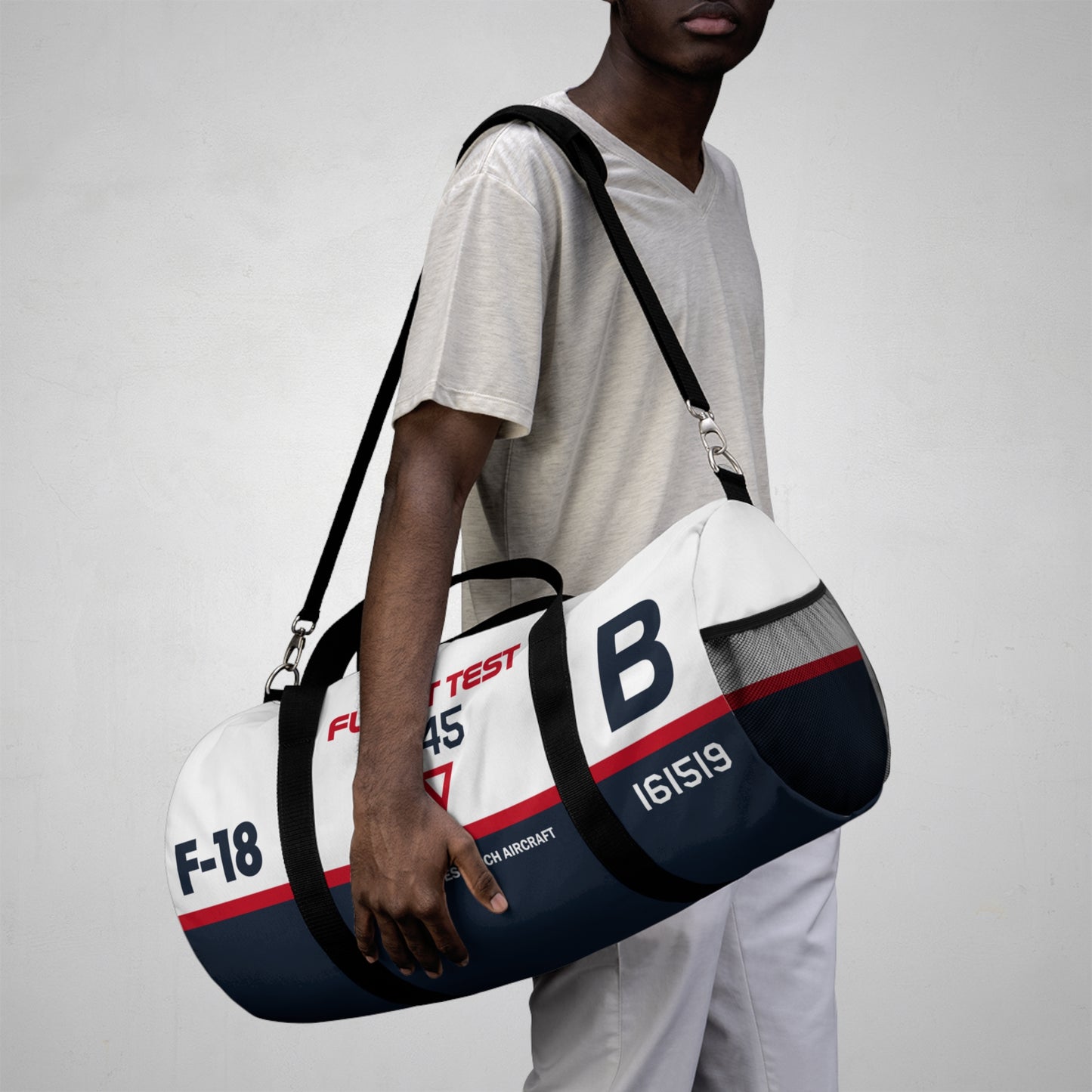 Flight Test F-18 Hornet Themed Duffel Bag for Aviation Enthusiasts