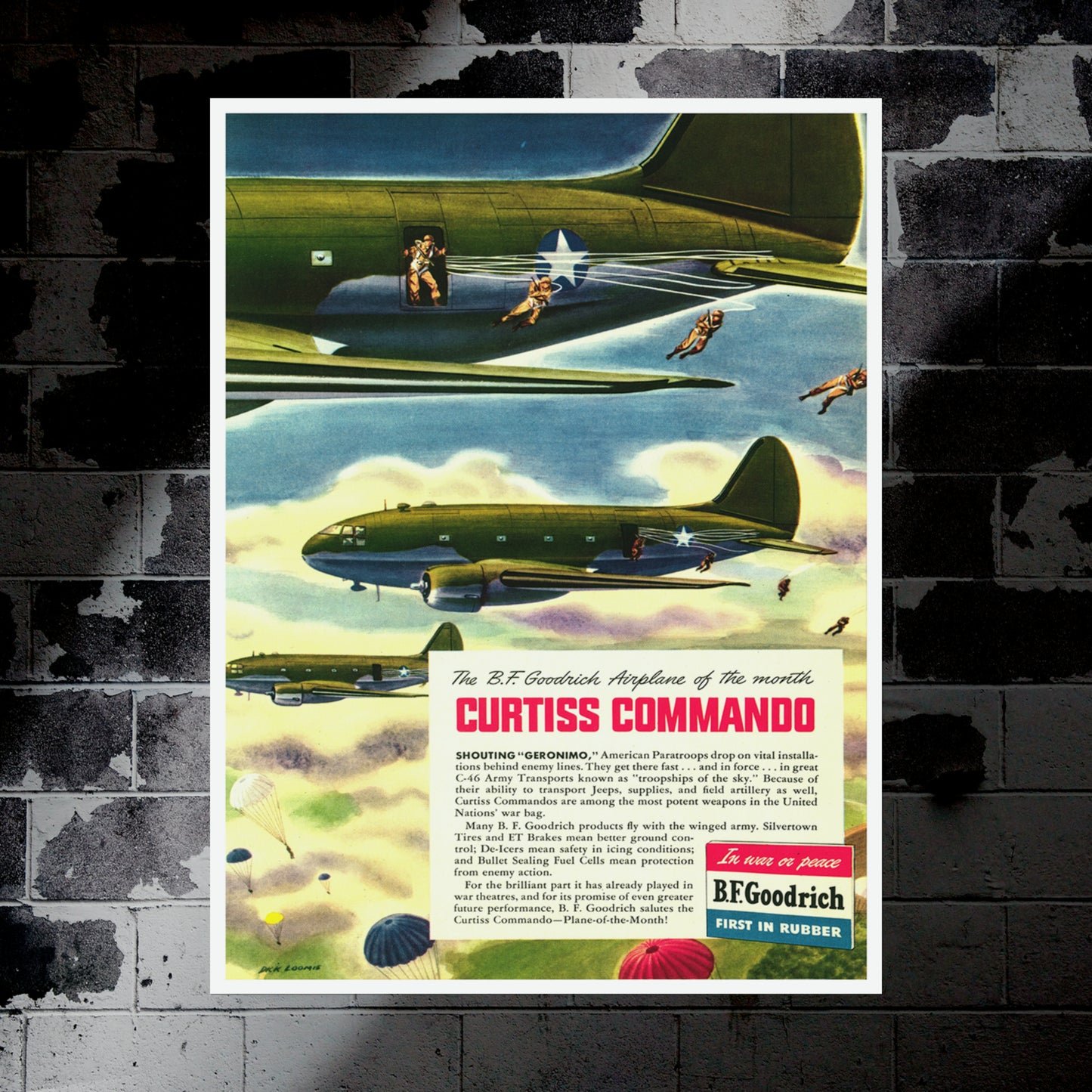 C-46 “Commando” Retro Style Military Aircraft Ad Poster Replica - Multiple Sizes Available!