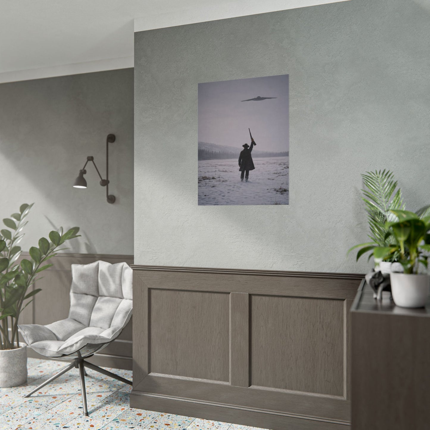 "B-21 Raider Over the Snowy Frontier" Military Aircraft Poster - Multiple Sizes Available!