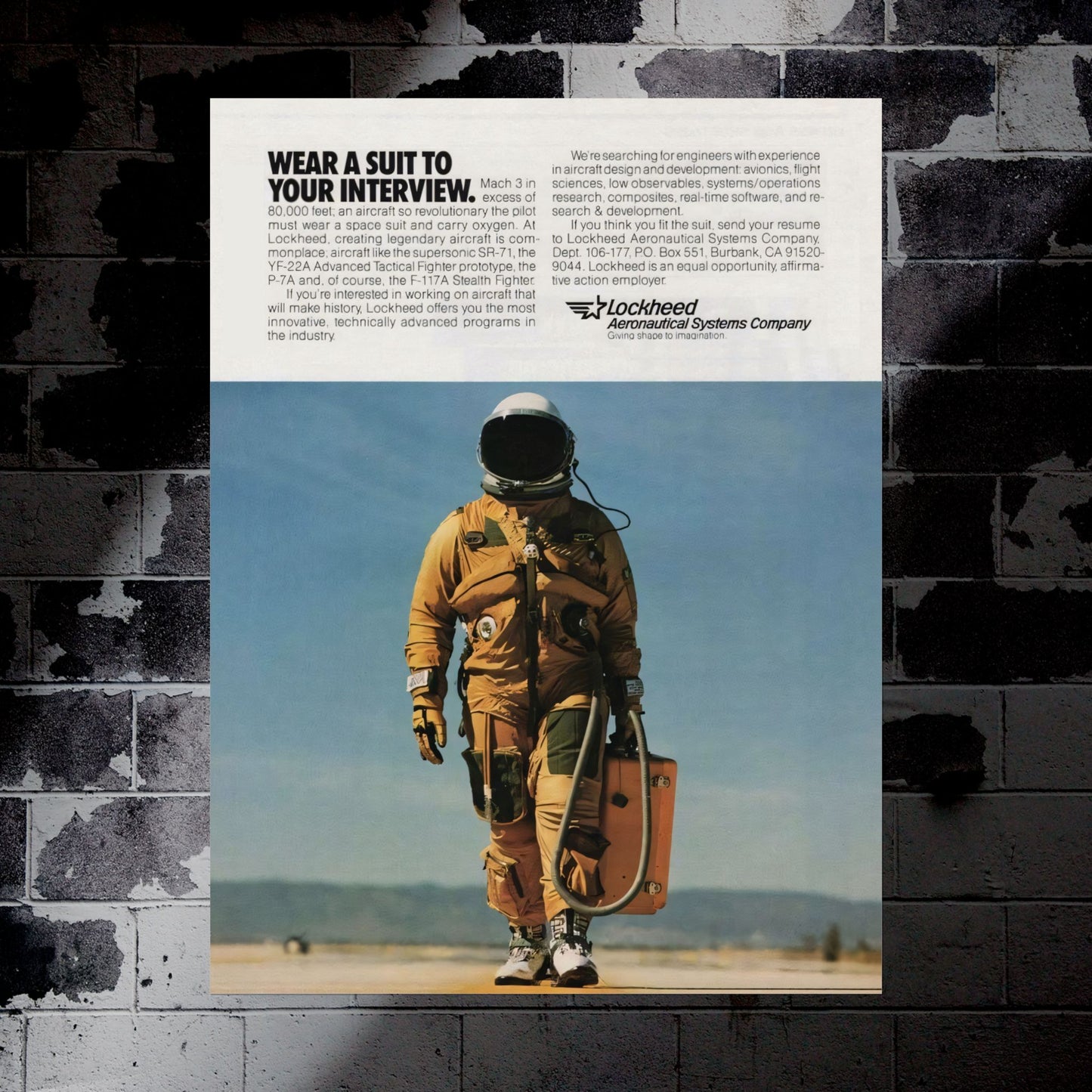 Lockheed Martin "Wear a Suit to Your Interview" Retro Style Military Aircraft Ad Poster Replica - Multiple Sizes Available!