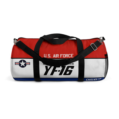 Patriotic Duffel Bag, YF-16 Fighting Falcon Gym Bag, Travel Bag for Aviation Enthusiasts