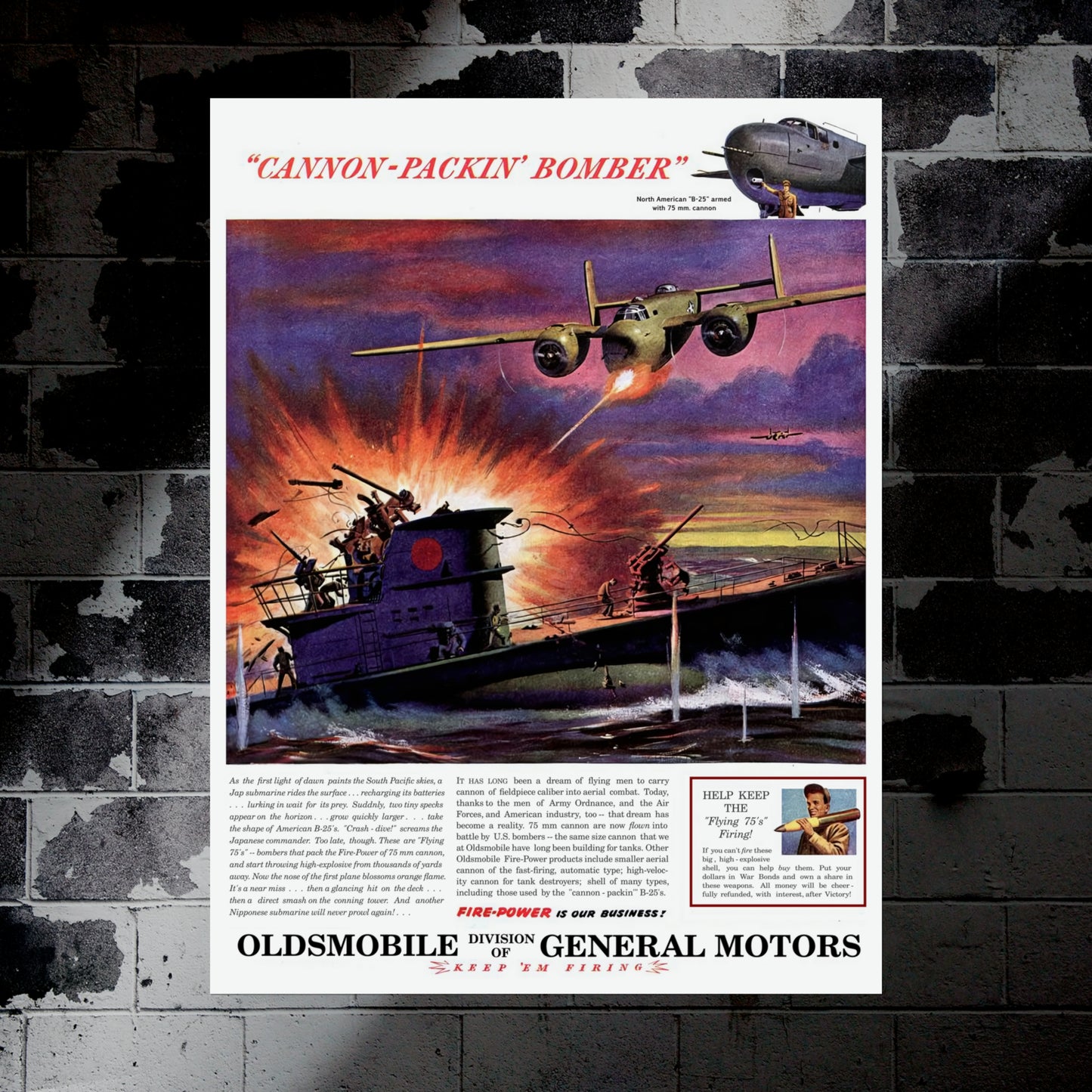 Cannon-Packin' Bomber - Retro Style Military Poster Replica