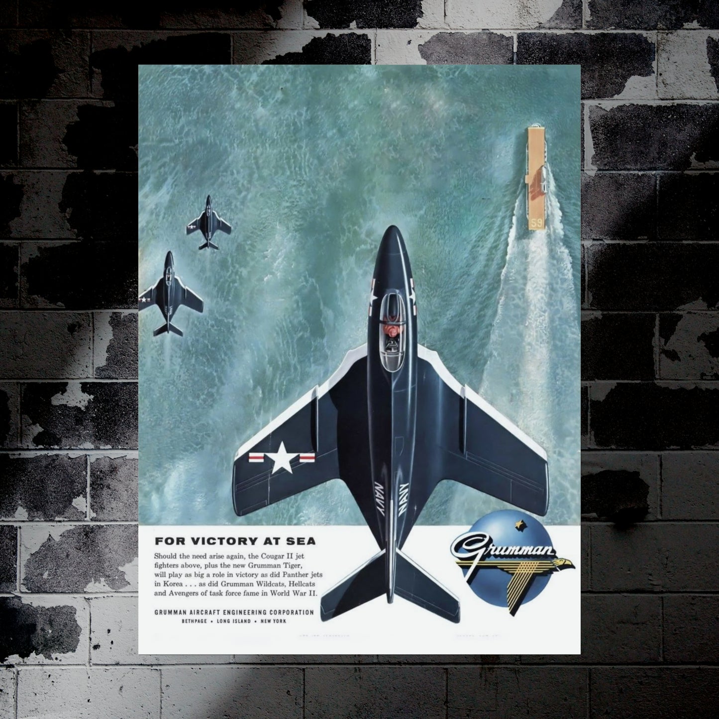 F-9 "Cougar" Retro Style Military Aircraft Ad Poster Replica - Multiple Sizes Available!