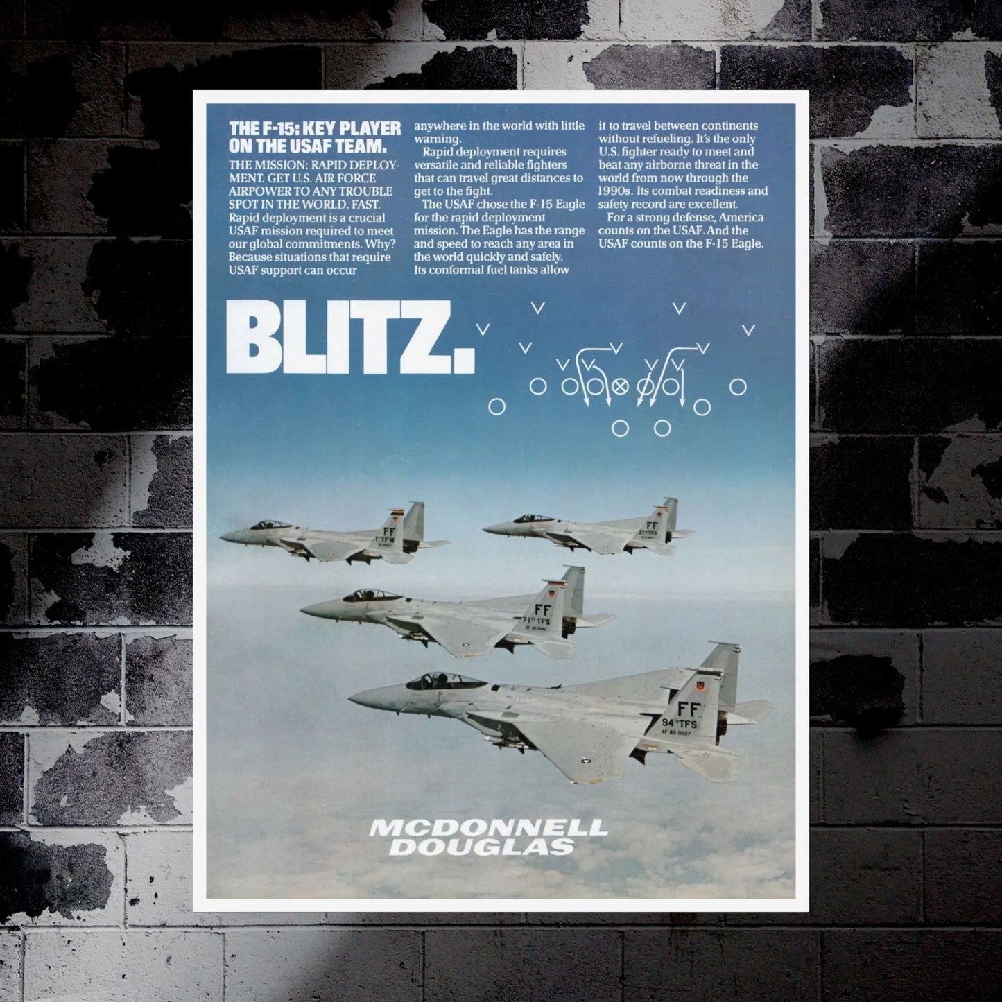 "F-15 Eagle - Blitz” Retro Style Military Aircraft Ad Poster Replica - Multiple Sizes Available!