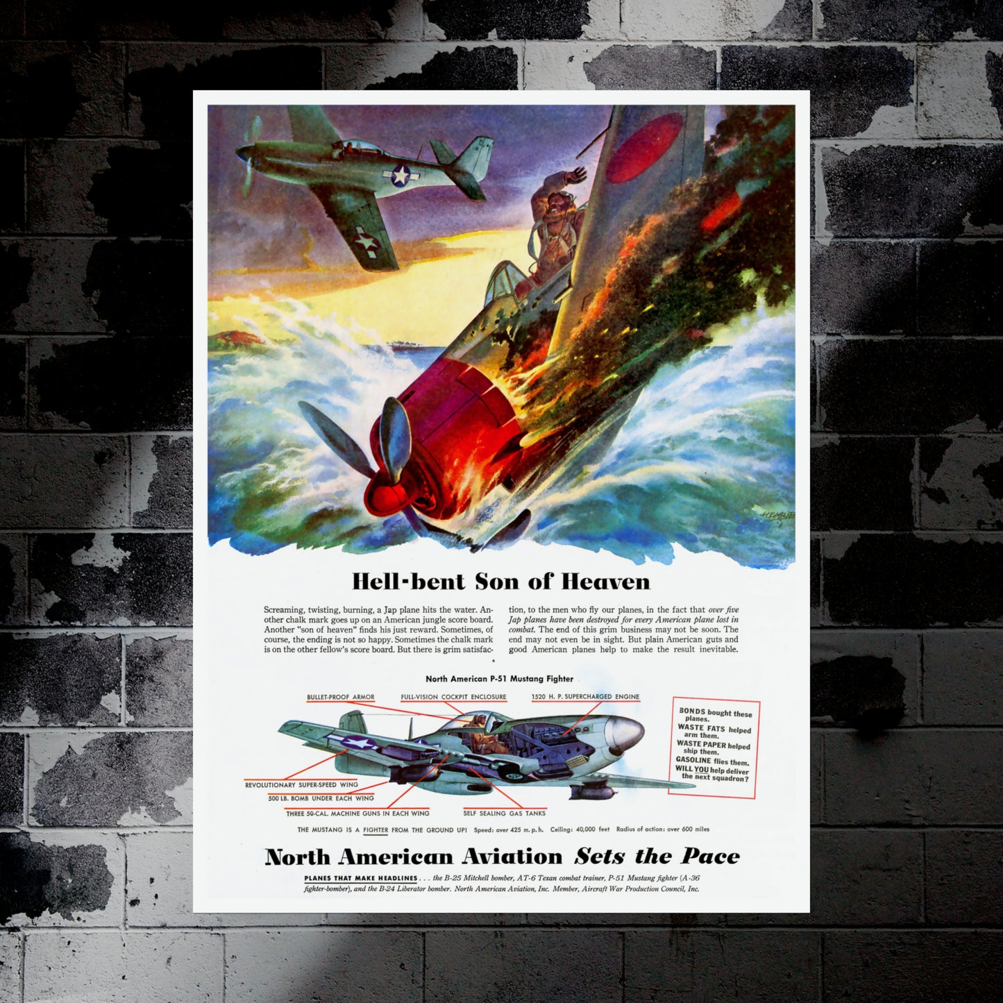 P-51 Mustang "Hell-Bent Son of Heaven" - Retro Style Military Poster Replica