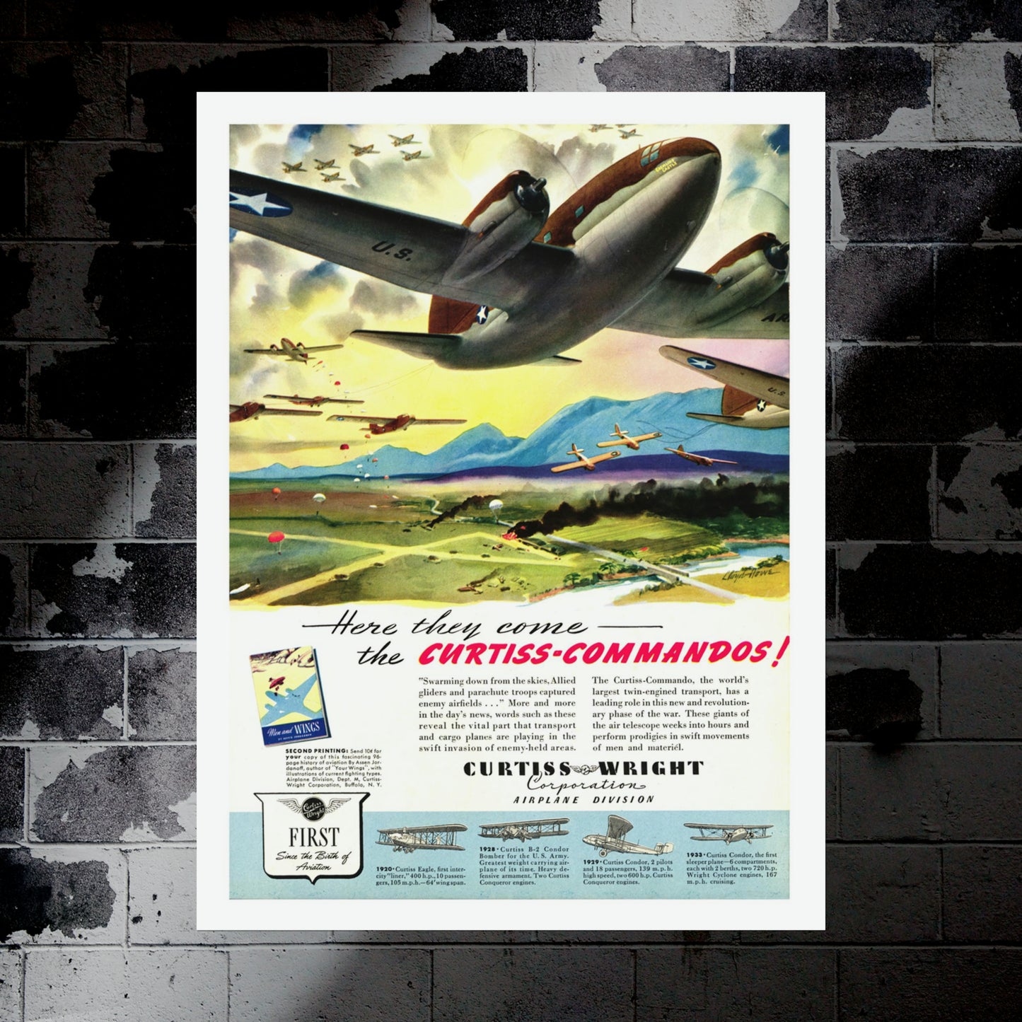 C-46 "Commando" Retro Style Military Aircraft Ad Poster Replica - Multiple Sizes Available!