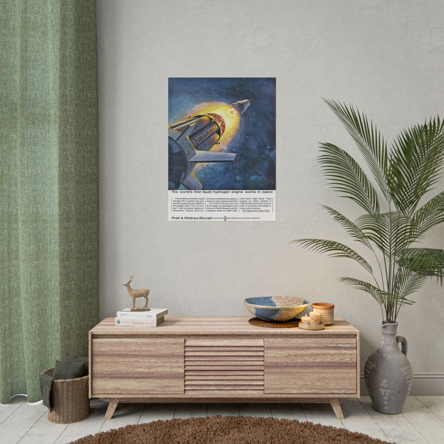 Pratt & Whitney "Liquid Hydrogen Engine" Retro Style Spacecraft Ad Poster Replica - Multiple Sizes Available!