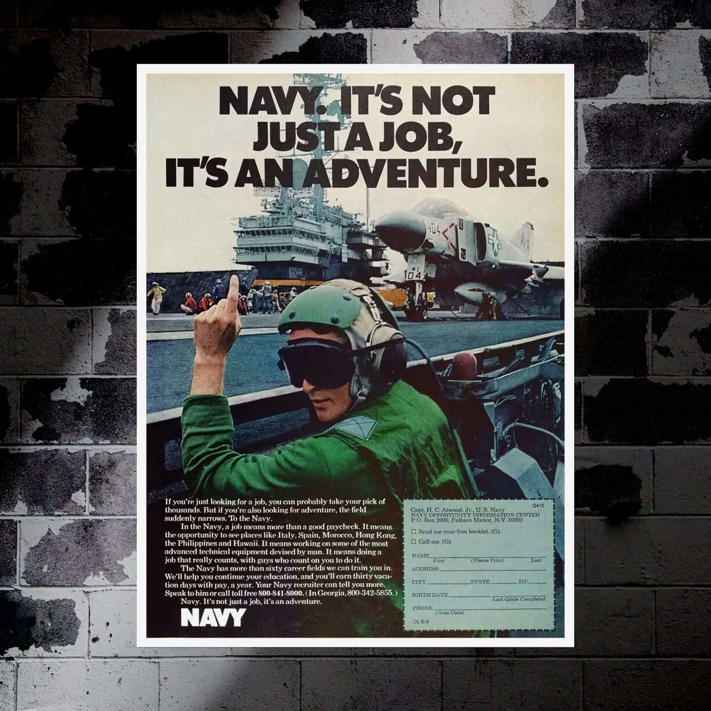 "US Navy - More Than A Job” Retro Style US Navy Recruitment Ad Poster Replica - Multiple Sizes Available!