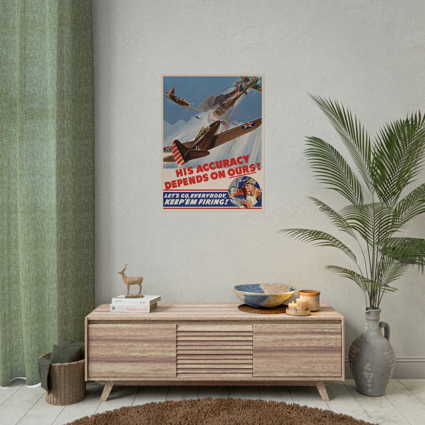 Keep 'Em Firing! - Retro Style Military Poster Replica