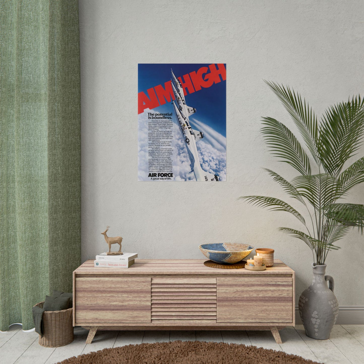 Aim High "The Potential is Boundless" Retro Style Military Aircraft Ad Poster Replica - Multiple Sizes Available!