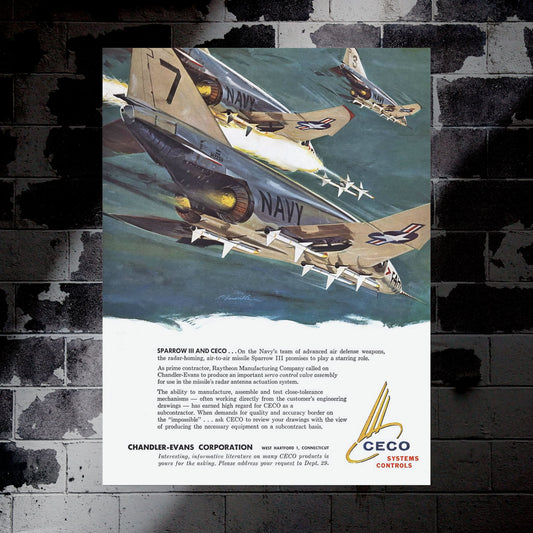 F-4 Phantom "Sparrow III" Retro Style Military Aircraft Ad Poster Replica - Multiple Sizes Available!
