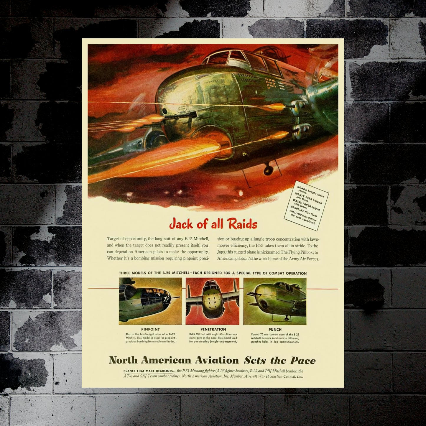 B-25 Mitchell "Jack of all Raids"  - Retro Style Military Poster Replica