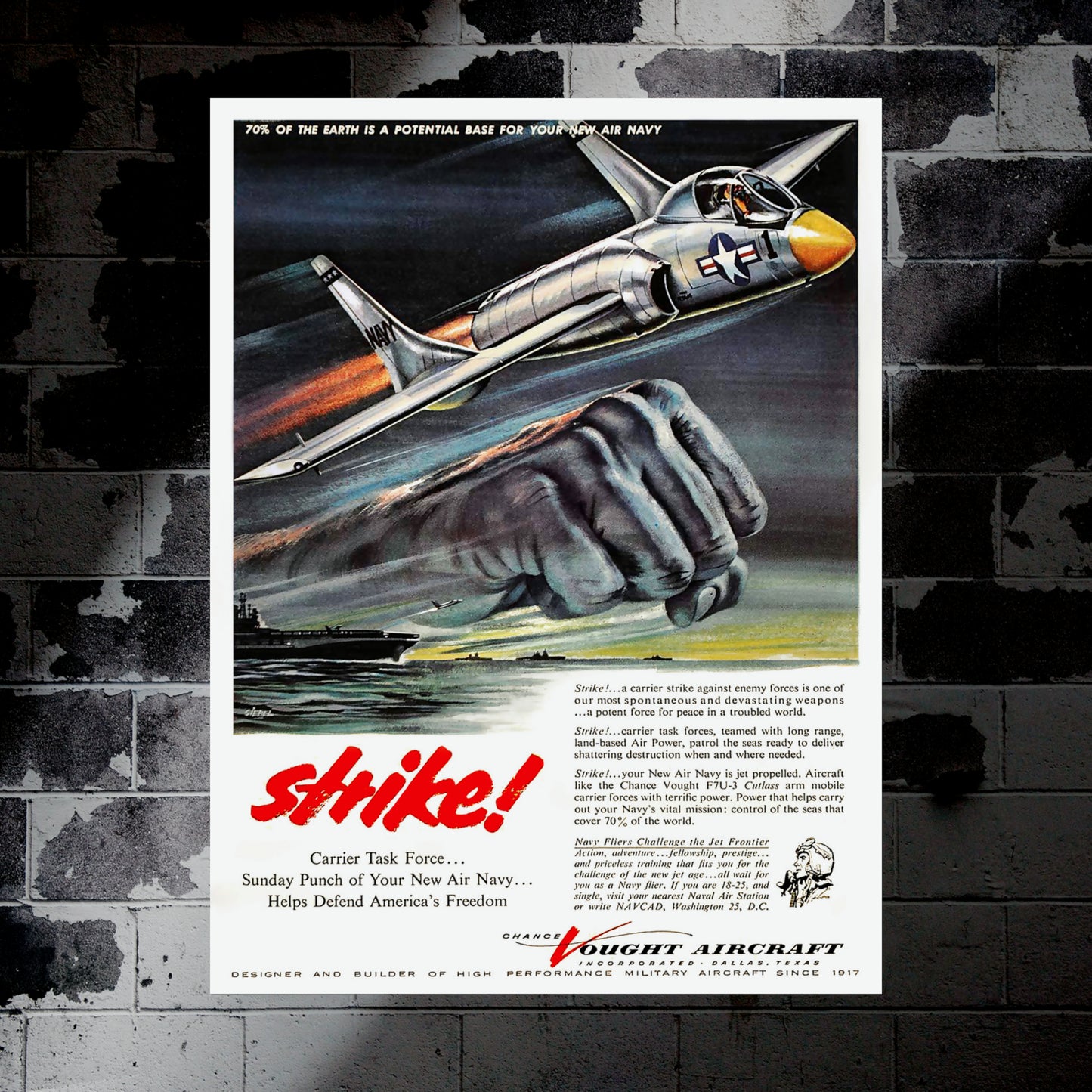 Strike! Carrier Task Force - Retro Style Military Poster Replica