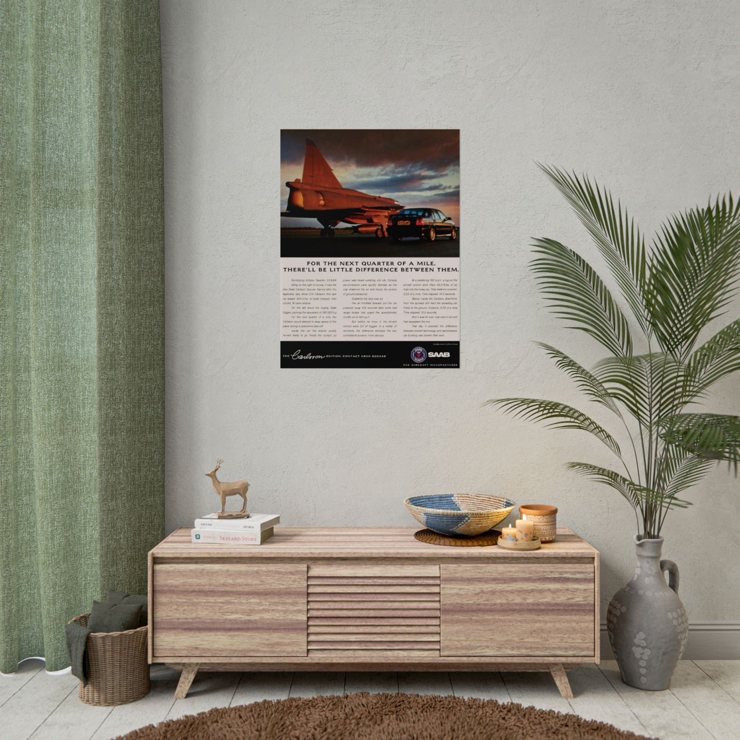 SAAB "Next Quarter Mile" Retro Style Military Aircraft Ad Poster Replica - Multiple Sizes Available!