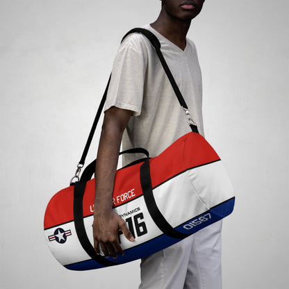 Patriotic Duffel Bag, YF-16 Fighting Falcon Gym Bag, Travel Bag for Aviation Enthusiasts