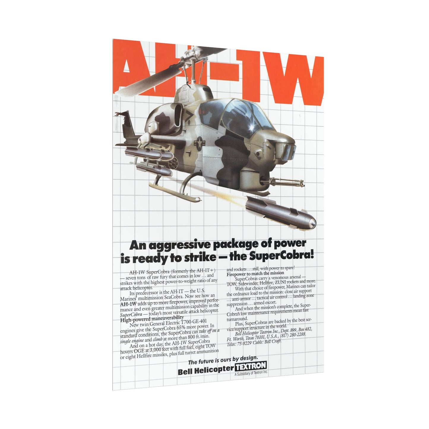AH1W "SuperCobra" Retro Style Military Aircraft Ad Poster Replica - Multiple Sizes Available!