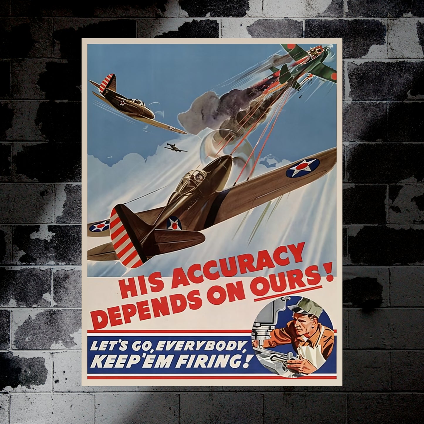 Keep 'Em Firing! - Retro Style Military Poster Replica