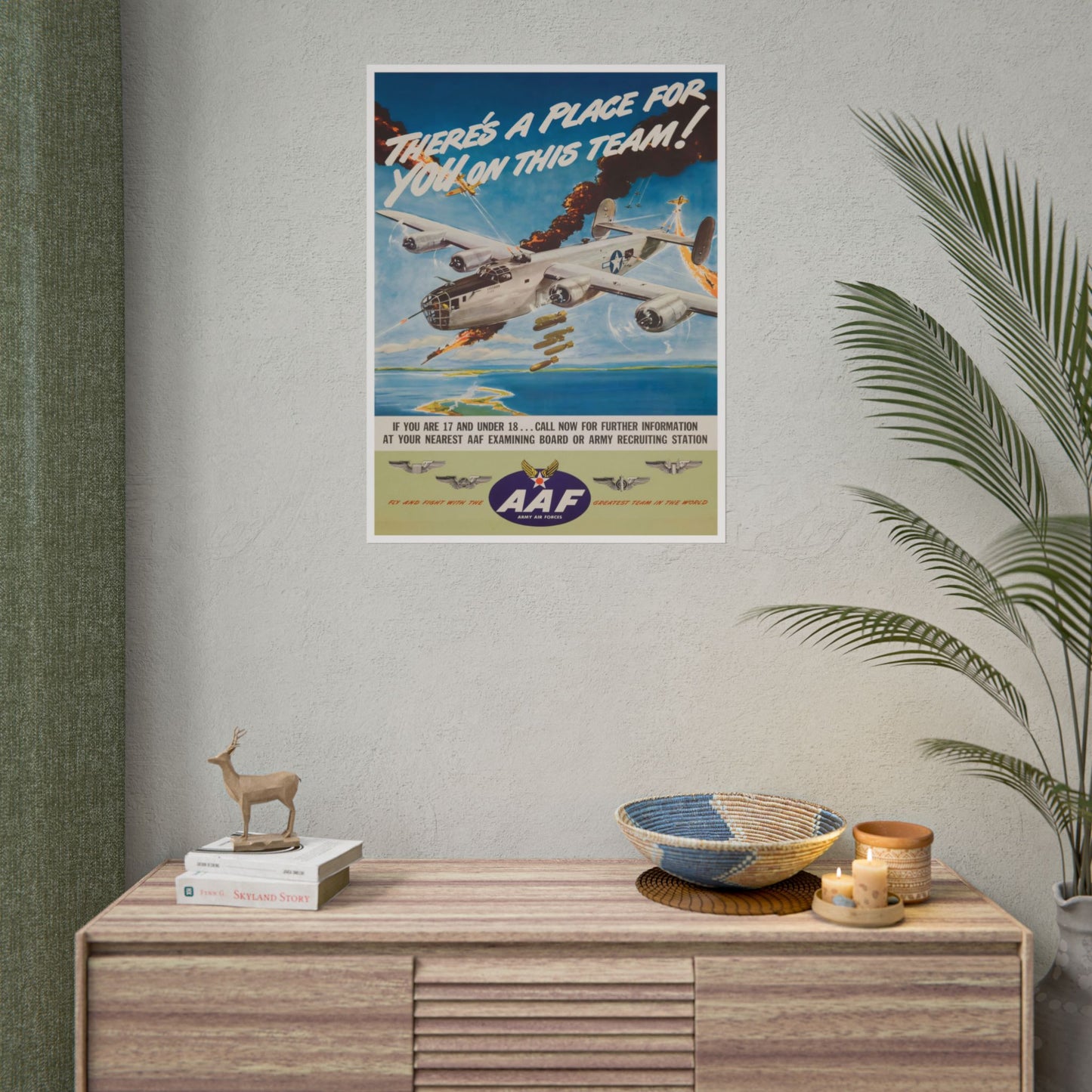 "There's A Place For You On This Team” Retro Style Army Air Forces Recruitment Ad Poster Replica - Multiple Sizes Available!