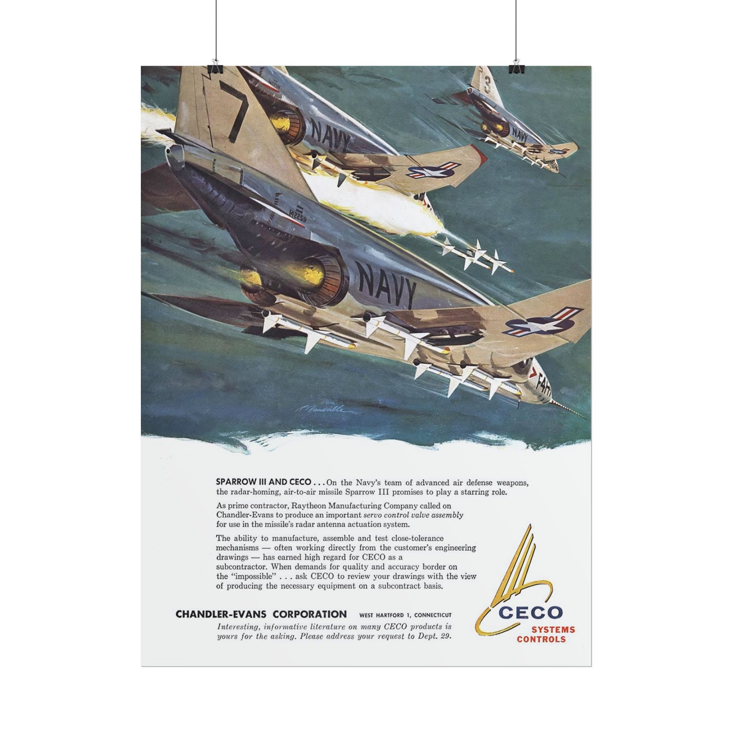 F-4 Phantom "Sparrow III" Retro Style Military Aircraft Ad Poster Replica - Multiple Sizes Available!