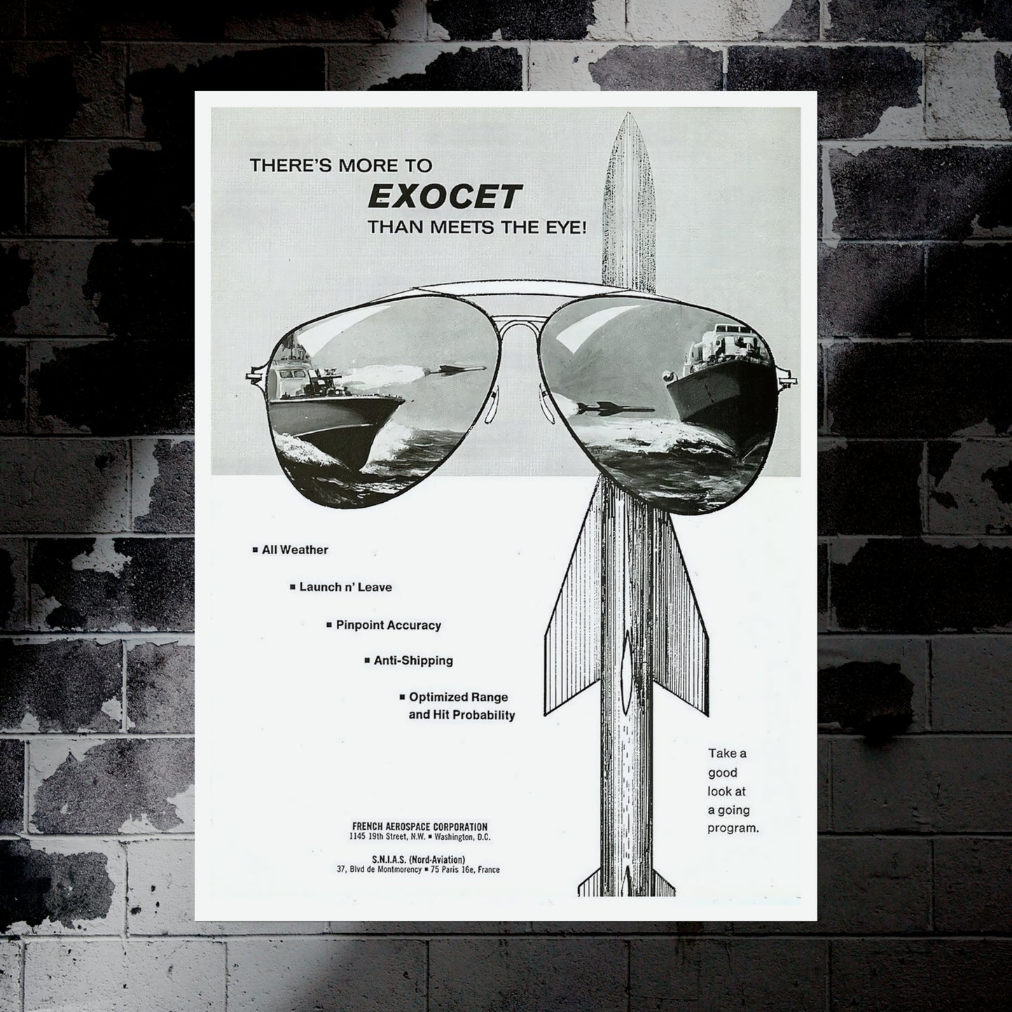 Exocet Missile Retro Style Military Aircraft Ad Poster Replica - Multiple Sizes Available!