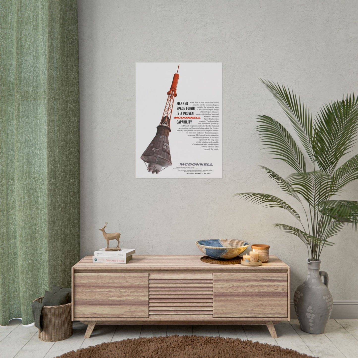 McDonnell "Mercury Spacecraft" Retro Style Ad Poster Replica - Multiple Sizes Available!