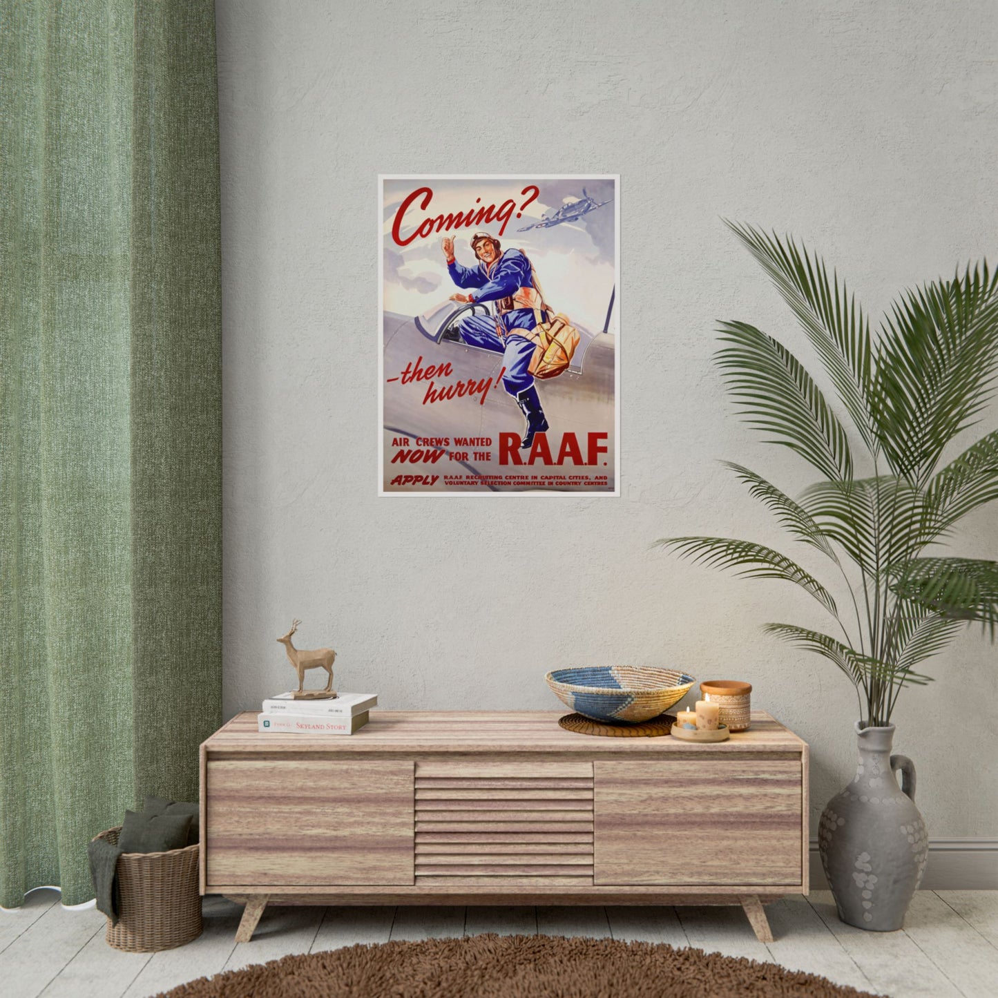 "Coming? Then Hurry!" Retro Style Military Royal Australian Air Force Recruitment Poster Replica - Multiple Sizes Available!