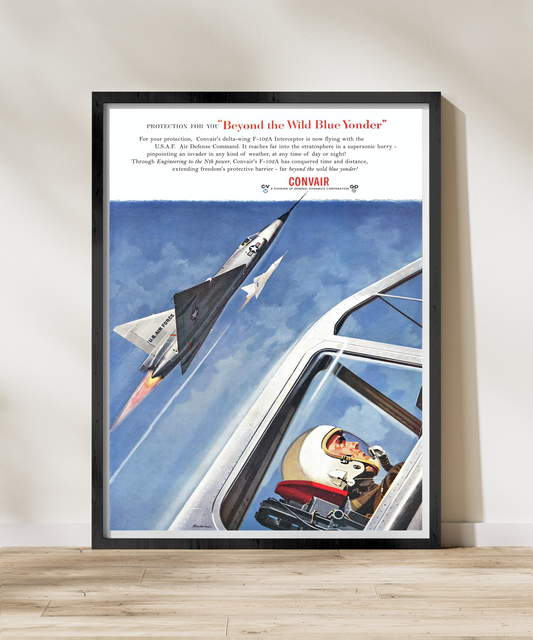 F-102A "Wild Blue Yonder" Retro Style Military Aircraft Ad Poster Replica - Multiple Sizes Available!