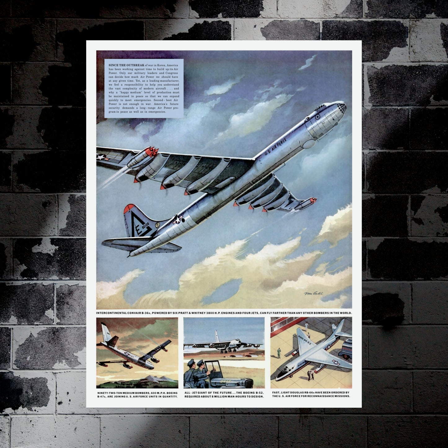 "Cold War Air Power" Retro Style Military Aircraft Ad Poster Replica - Multiple Sizes Available!