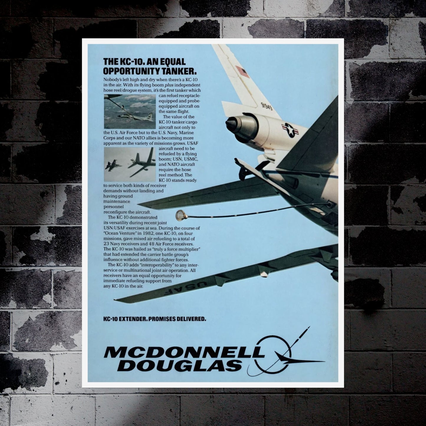 "KC-10 Extender - Equal Opportunity Tanker” Retro Style Military Aircraft Ad Poster Replica - Multiple Sizes Available!