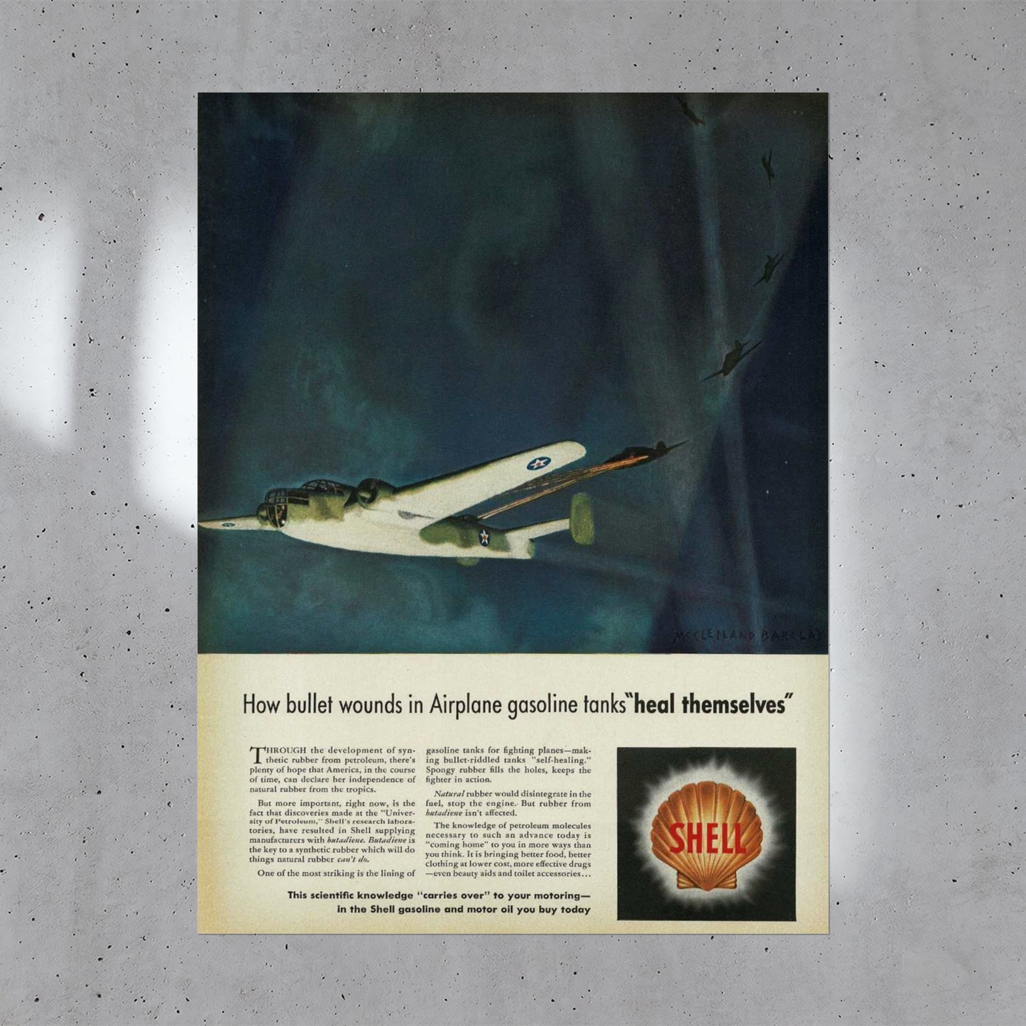 "Self-Healing Bomber Fuel Tanks" Retro Style Military Aircraft Ad Poster Replica - Multiple Sizes Available!