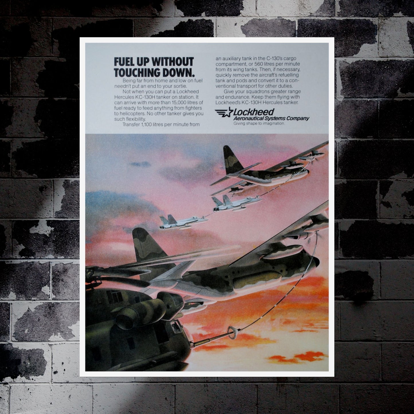 "KC-130 Hercules - Fuel Up” Retro Style Military Aircraft Ad Poster Replica - Multiple Sizes Available!