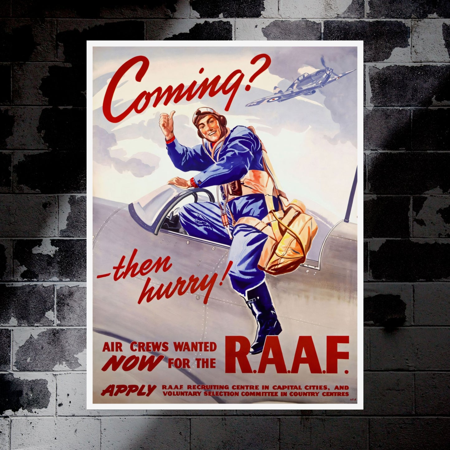 "Coming? Then Hurry!" Retro Style Military Royal Australian Air Force Recruitment Poster Replica - Multiple Sizes Available!