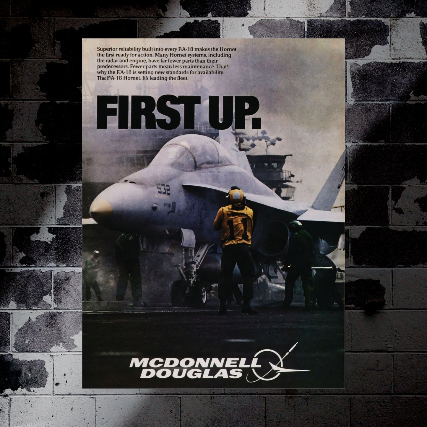 F/A-18 Hornet "First Up" Retro Style Military Aircraft Ad Poster Replica - Multiple Sizes Available!