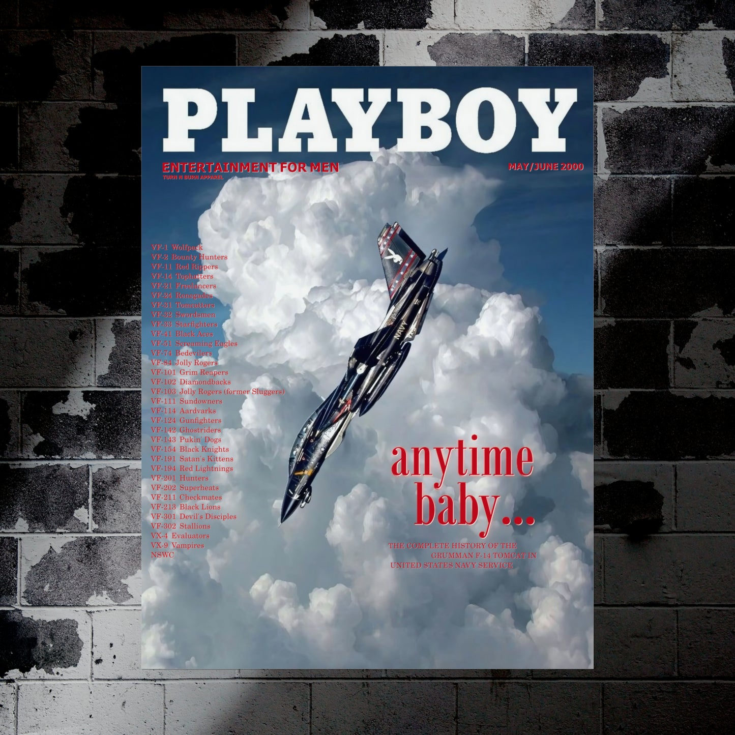 F-14 Tomcat Retro Style Playboy x Military Aircraft Ad Poster Replica - Multiple Sizes Available!