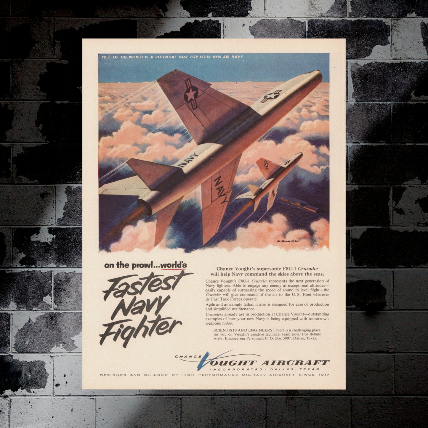 F8U-1 "On The Prowl" - Retro Style Military Poster Replica