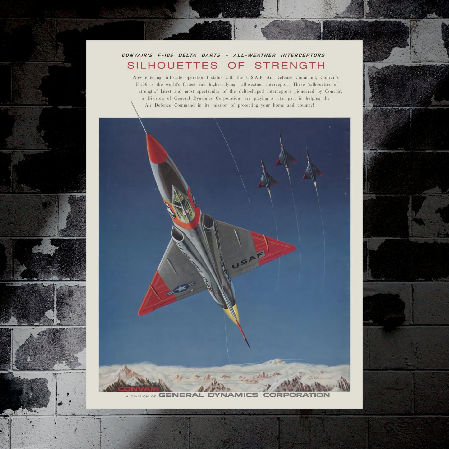 F-106 "Silhouettes of Strength" - Retro Style Military Poster Replica