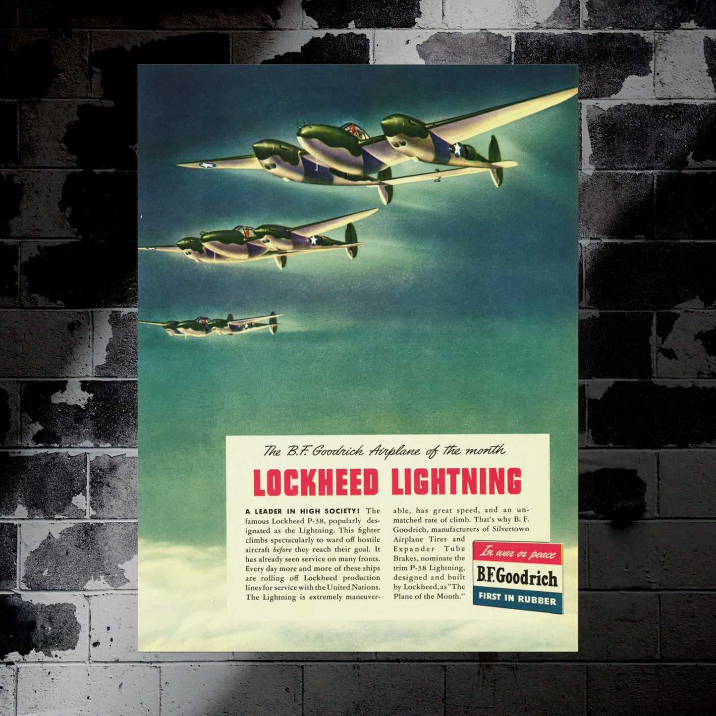 P-38 "Lightning" Retro Style Military Aircraft Ad Poster Replica - Multiple Sizes Available!