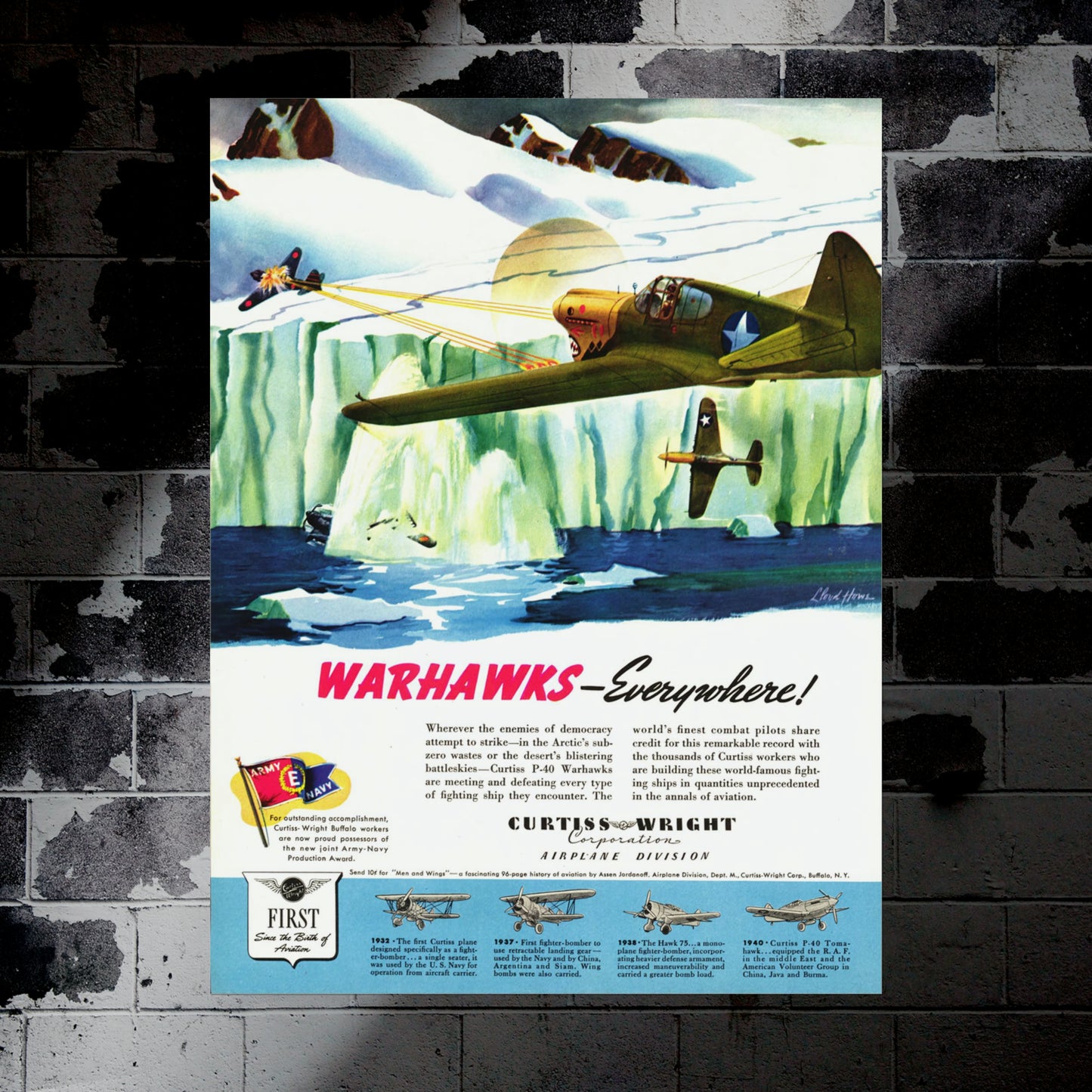 P-40 “Warhawk” Retro Style Military Aircraft Ad Poster Replica - Multiple Sizes Available!